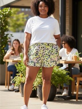 NWT OLD NAVY plus size Floral Print quick dry Women's Shorts Yellow & Pink sz4x